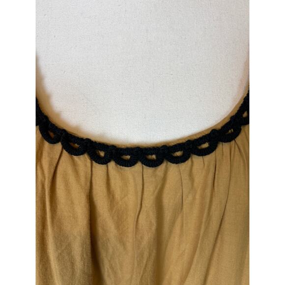 Tibi | Tan/Black Embroidered Balloon Hem Summer Dress | 8 - Picture 6 of 14